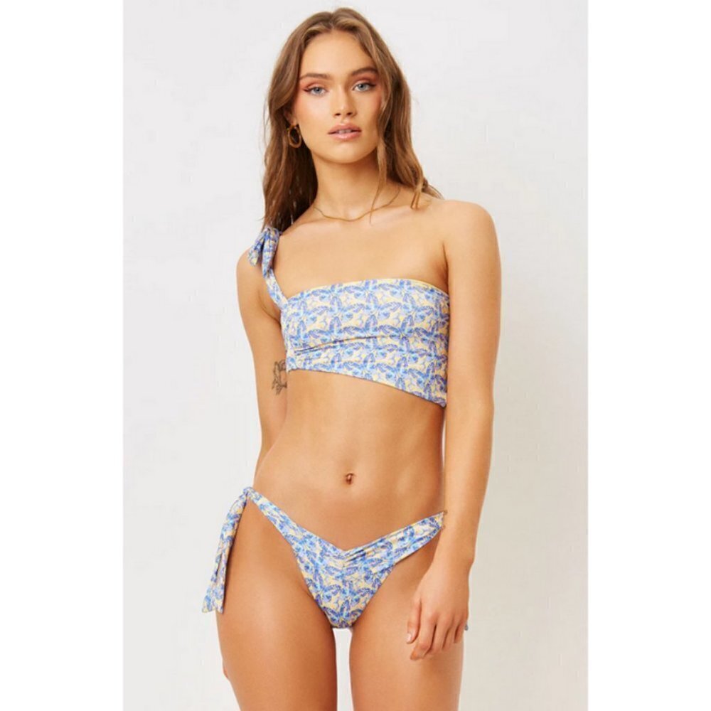 💕FRANKIES BIKINIS💕 Bella Bandeau Bikini Top Monarch Butterfly Print Large NWT
